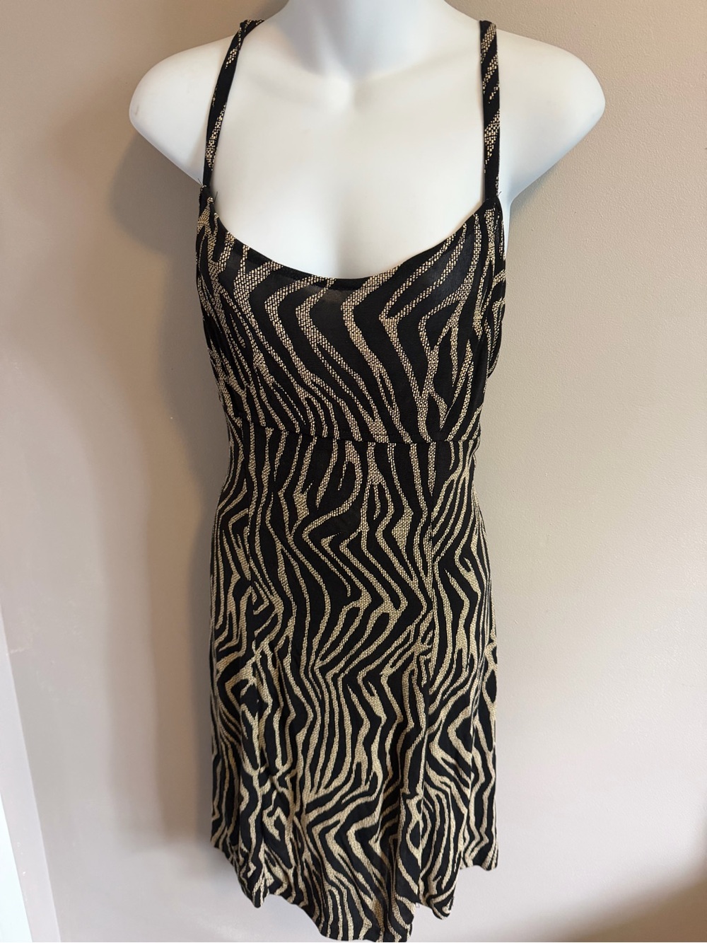 Vintage All That Jazz Zebra Stripe Slip Midi Dress Medium